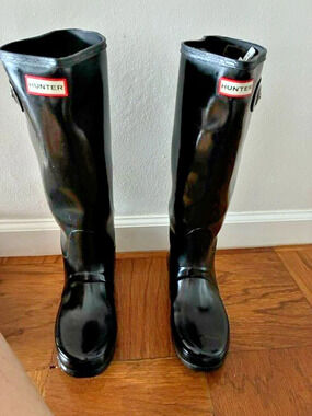 Hunter Original Tall Gloss Rain Boots Black US 8